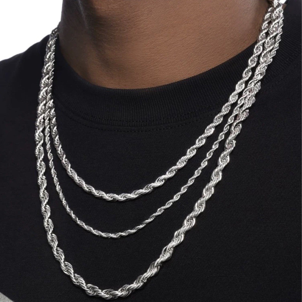 Colares de Corrente de Corda 2/3/4/5/6 MM para Homens Mulheres Elos Torcidos Sigapore Gargantilha Joia Básica Casual Punk Rock Aço Inoxidável