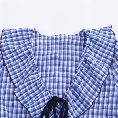 Women's Shirt Fall 2025 New Red Check Long Sleeve Stacked Decoration Pastoral Collegiate Shirt Casual Fashion Lively Personality