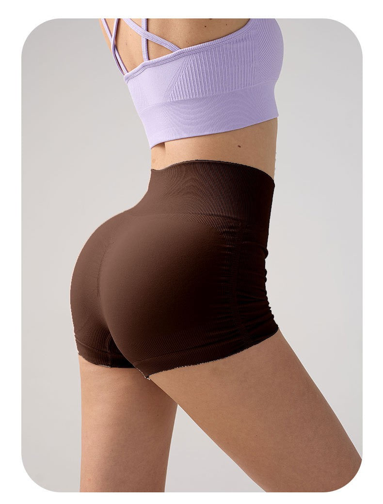 Women High Waist Fitness Shorts Gym Hip Lifting Yoga Sports Tight Running Shorts Exercise Three Folded Yoga Shorts