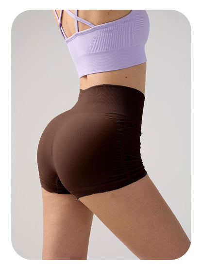 Women High Waist Fitness Shorts Gym Hip Lifting Yoga Sports Tight Running Shorts Exercise Three Folded Yoga Shorts