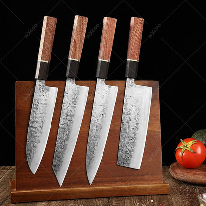 WXCOO Forged Hammer Pattern Japanese Santoku Knife Meat Cleaver Professional Chef Knife Kitchen Vegetable Fruit Slicing Knife