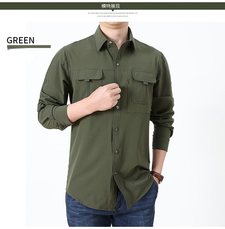 Summer Jacket Upf 50+ Sun Protection Fishing Shirts Men's Quick Dry Long Sleeve Shirts Mesh Breathable Hiking Work Cargo Shirts