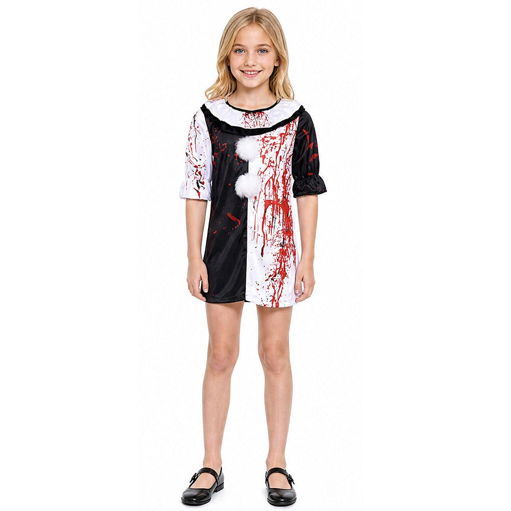 Halloween Blood Stained Broken Soul Clown Cossuit for Men and Women Black and White Splash Set Horror Movie Same Style