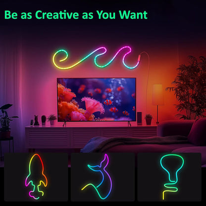 Neon LED Rope Lights,  LED Lights For Bedroom Flexible LED Light Strip With Remote And APP Control RGB Lighting Strip