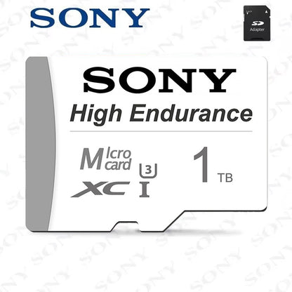 Cartão Micro TF/SD de Alta Resistência SONY 512GB 64GB 128GB 256GB Cartão de Memória de até 100MB/s Cartão Flash TF para Monitoramento Câmera Veicular