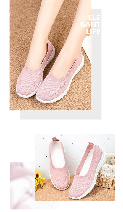 New Women's Shoes Soft Sole Cloth Shoes Large Women's Shoes Casual Mesh Shoes Sports Casual Women's Vulcanized Shoes Low Heels