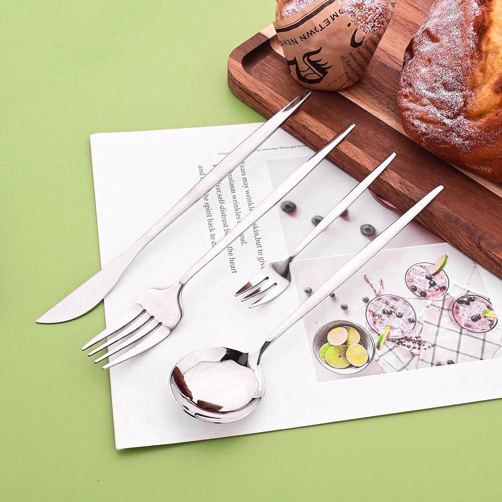 Conjunto de Talheres de Aço Inoxidável 16 Peças Rainbow para Jantar Faca Garfo de Bolo Colher Conjunto de Talheres de Mesa de Cozinha