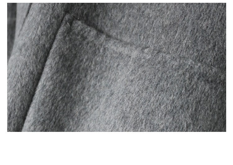 New Women Double-sided Cashmere Coat Female Solid Long Hooded Single Breasted Warm Woolen Coats Loose Tide Autumn Winter