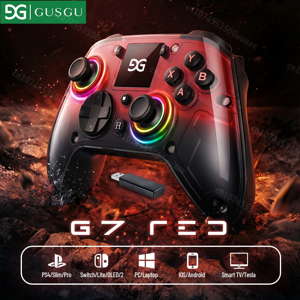GUSGU G7 1.44-inch Smart Screen Wireless Controller 3 Modes for Switch PS4 IOS Android TV PC Tesla Gamepad, Same Product for X01
