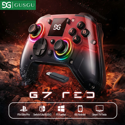 GUSGU G7 1.44-inch Smart Screen Wireless Controller 3 Modes for Switch PS4 IOS Android TV PC Tesla Gamepad, Same Product for X01