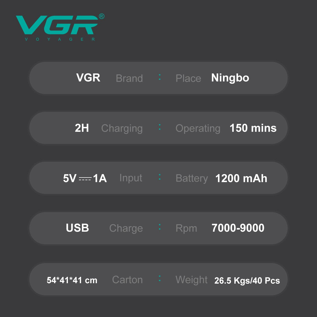 VGR Face Shaver 9000 RPM Foil Shaver LED Electric Shaver Professional Beard Trimmer Reciprocating Shaving Machine for Men V-308