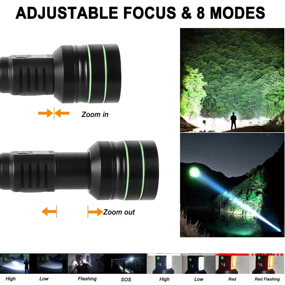 High Power LED Flashlight USB Rechargeable Super Long Range Tactical Torch Strong Light Lamp Outdoor Portable Lantern Waterproof