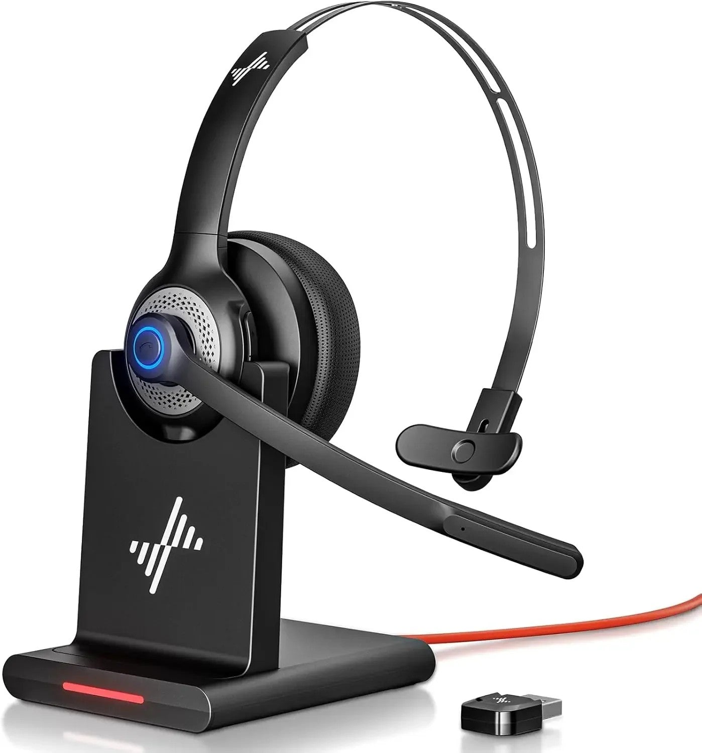 JIAMQISHI Bluetooth 5.2 Wireless Headset with Mic for Work Clear Call Mic Mute USB Dongle Applicable To PC,Laptop,Zoom,Office