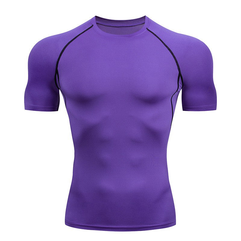 Men Compression Running T Shirt Fitness Tight Short Sleeve Tshirt Training Jogging Shirts Gym Sportswear Quick Dry Rashgard