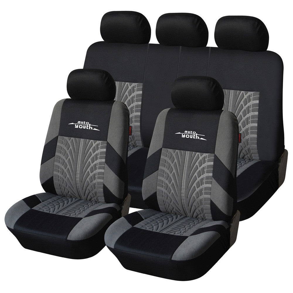 AUTOYOUTH Marca Bordado Capas de Banco de Carro Conjunto Universal para a Maioria dos Carros Capas com Detalhe de Banda de Rodagem do Pneu Estilo Protetor de Banco de Carro