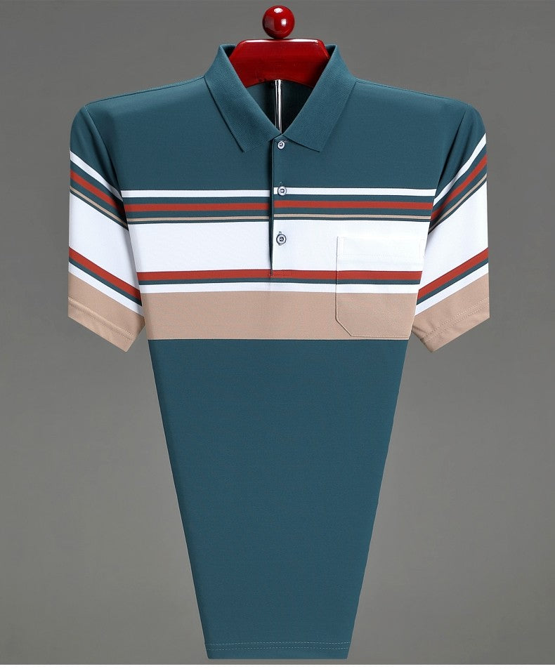 High quality brand men's short sleeved polo shirt summer fashion  striped design youth personalized top casual business T-shirt