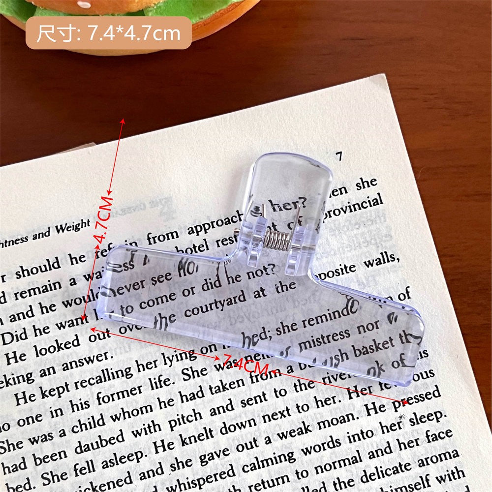 Cute Transparent Bingder Clips for School & Office Supplies Stationery Big Clear File Document Clamps