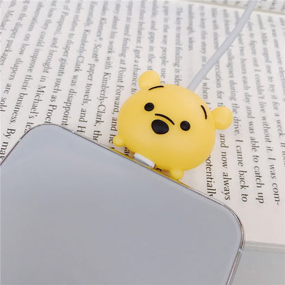 Disney Anime Mickey Mouse Charger Cable Protector Kawaii Stitch Minnie Usb Data LineHead Protection Cover Gifts