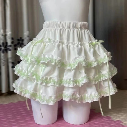 Y2k Gothic Punk Black White Short Skirt Women Hot Chick Darkly Polka Dot Ruffle Cake Skirt Female Sweet Chic Lolita Lace Skirts