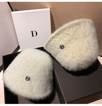 Coreia Designer M Bucket Hat Feminino Quente Pelúcia Angola Coelho Pelo Chapéu Senhora Outono Inverno Ins Moda Chapéu Bacia Retrô Fofo Panamá