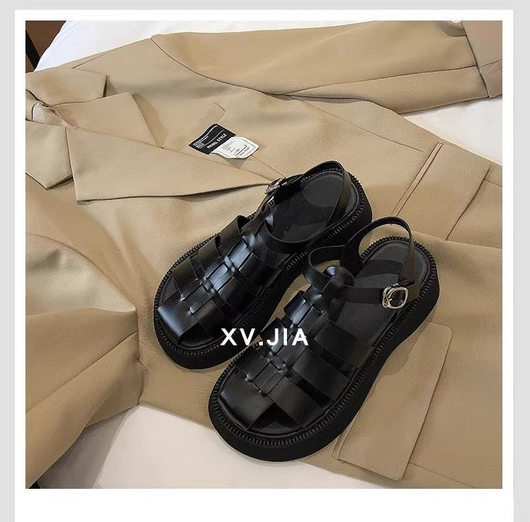 Summer Women's Sandals British Style Platform Women Casual Shoes Fashion Brand Beach Shoes 2024 High Quality Women Roman Sandals