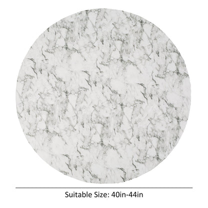 Waterproof Round Tablecloth Elastic Fixation Edged PVC Table Cover Flannel Backed Table Pad Oil-Proof for Dining Table Kitchen