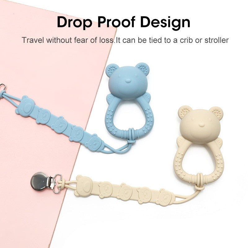 Hot sale cute bear baby rattle  silicone teether 0-1 year toy