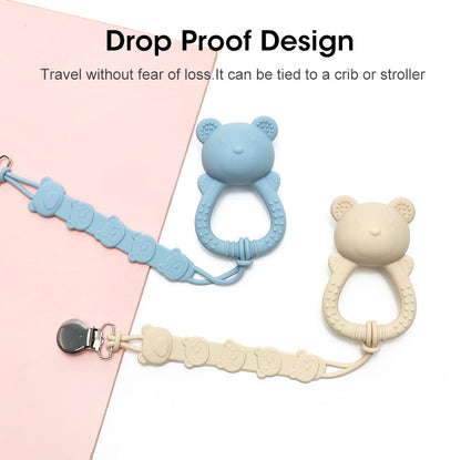 Hot sale cute bear baby rattle  silicone teether 0-1 year toy