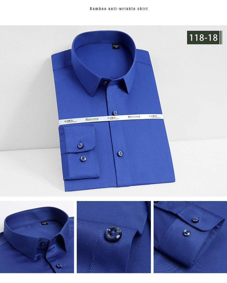 Men's white shirt long sleeved wedding business non ironing formal wear professional workwear casual wrinkle resistant shirt