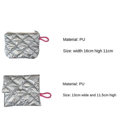 INS Style Silver Sanitary Mat Bag Zipper Button Change Purse Coins Keys Wallet Love Bow Credit Card Holder Cosmetics Napkin