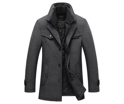 Winter Men's Jacket Oversized Wool Overcoat Solid Warm Pea Coats Thicken Casual Woolen Coat Men Clothing Parka A3F1303