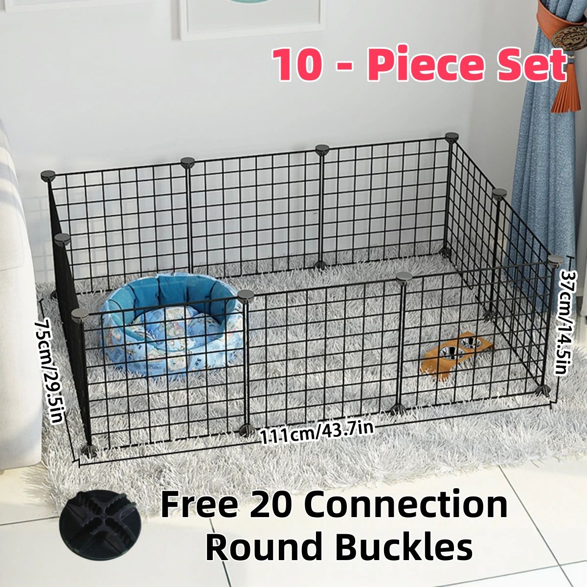 Painéis de Cerca para Pets DIY, Painéis Simples de Malha de Arame para Gaiolas de Coelhos, Gatos e Cães, Cercas Empilháveis e Montáveis, Gaiolas Multifuncionais