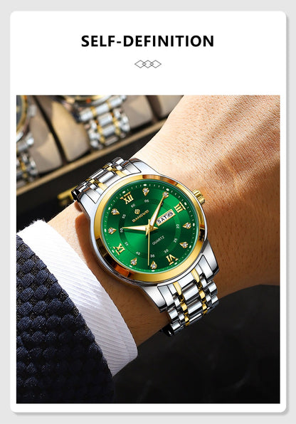 LIGE Brand BANGWEI Quartz Man Watch Fashion Stainless Steel Band Business Luxury Diamond Waterproof Calendar Watches for Men+Box