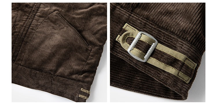 Rugged Bronson Thickened Heavy Corduroy Coat Cossack Short Jacket Fleece Liner Jacket Cool