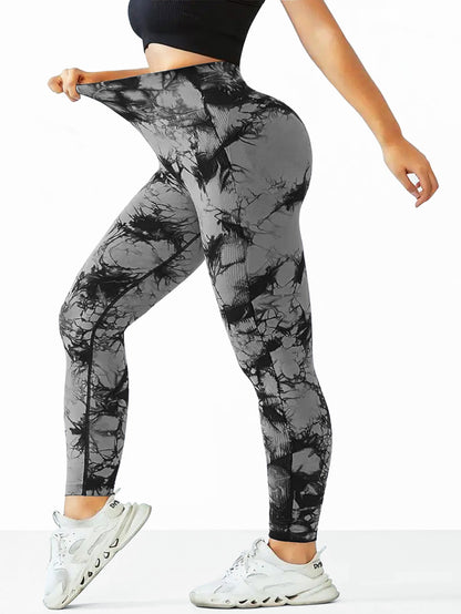 Women's Seamless Tie-dye Yoga Pants High Waist Soft Comfortable Gym Fitness Sportswear Workout Leggings Tights