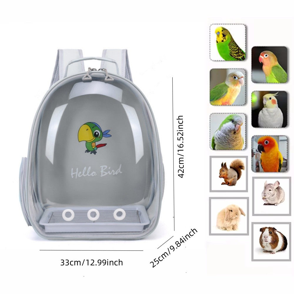 Mochila para Transporte de Pássaros com Poleiro de Corda e Bandeja para Papagaio Periquito Arara Calopsita Gaiola Acrílica para Animais de Estimação Bolsa para Pássaros