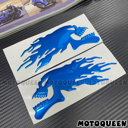 3D Flame Skull Head Vintage Motorcycle Car Styling Label Emblem Gas Fuel Tank Pad Helmet Decor Decals Stickers For Harley BMW