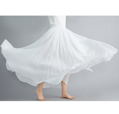 Fashion Solid Cotton Linen Women Skirts Maxi Elegant Harajuku Saia Casual Loose Long Skirt Ladies Clothes Faldas Ropa Mujer