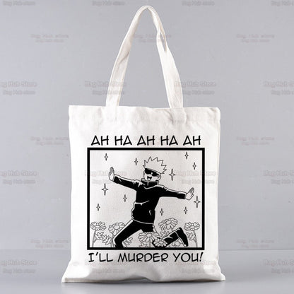 Jujutsu Kaisen Cartoon Shopping Bag Ryomen Sukuna Itadori Yuji Bolsas De Tela Shopper Okkotsu Yuta Gojo Satoru Shopping Jute Bag
