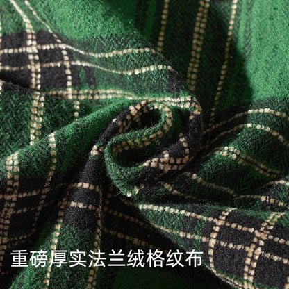 8112# Autumn New Japanese Retro Cargo Sueded Plaid Shirt Men's Fashion 100% Cotton Washed Old Pocket Long Sleeve Casual Blouses