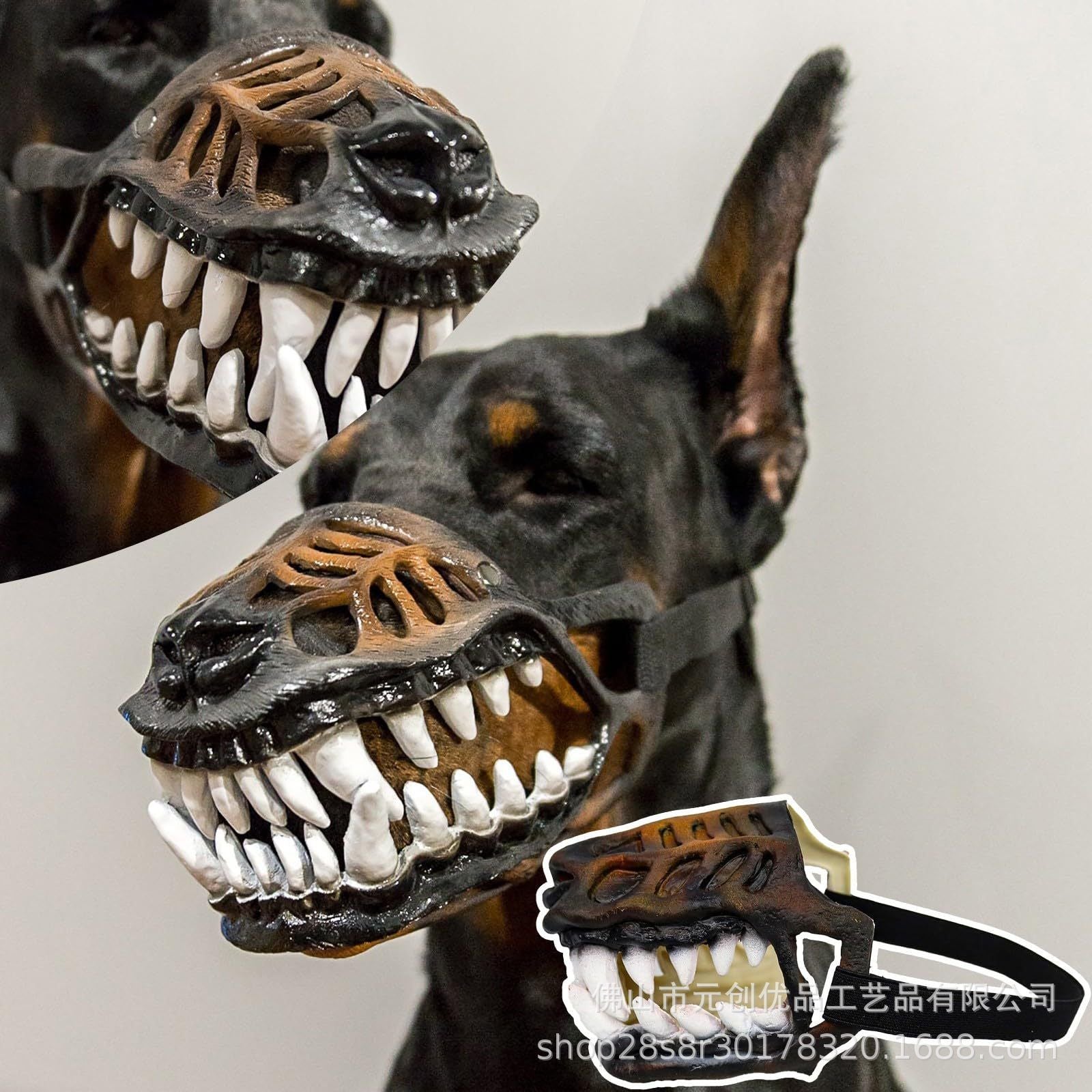 Dog Mask Halloween Mask Dinosaur Dog Mouth Latex Funny Pet Hood Movable Teeth Pet Dress Up