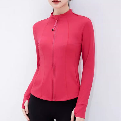 Women's Stand-up Collar Long Sleeve Zipper Jacket for Running Cycling Outdoor Pilates Yoga Fitness Slim Fit Autumn/Winter