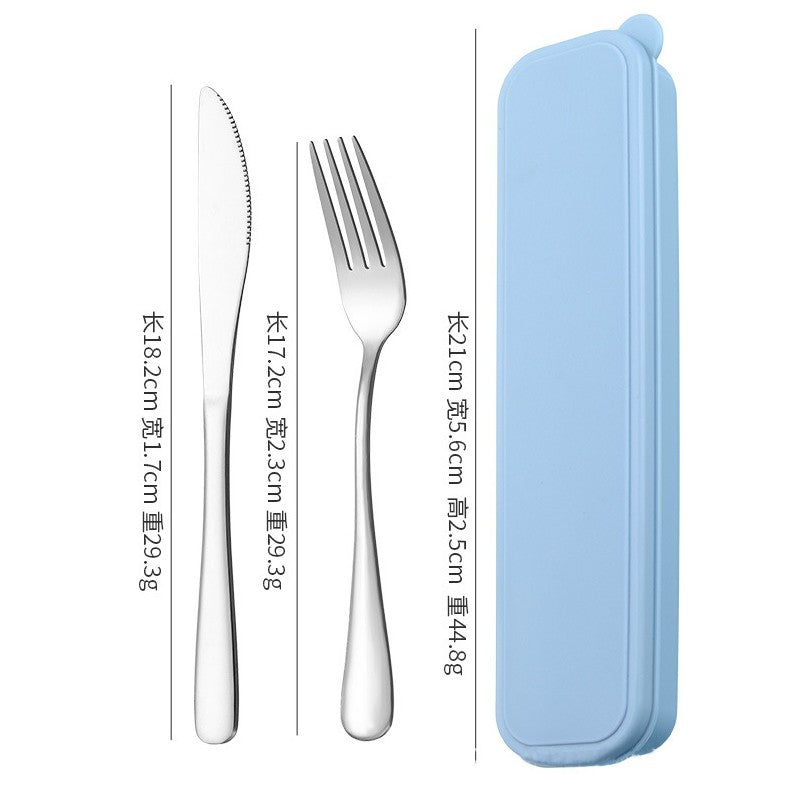Portable Stainless Steel Cutlery Suit with Storage Box Chopstick Fork Spoon Knife Travel Tableware Set Camping Cutlery