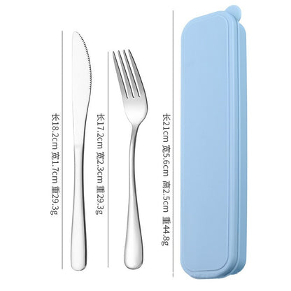 Portable Stainless Steel Cutlery Suit with Storage Box Chopstick Fork Spoon Knife Travel Tableware Set Camping Cutlery