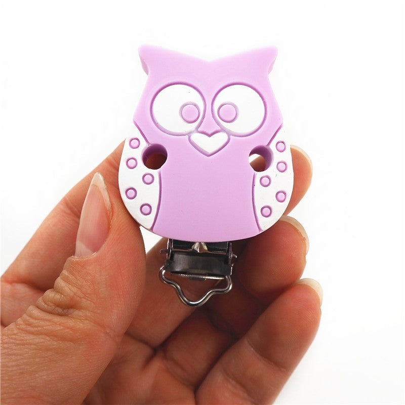 Chenkai 10PCS Round Bear Star Silicone Teether Clip DIY Baby Pacifier Dummy Chain Holder Soother Nursing Jewelry Toy Clips