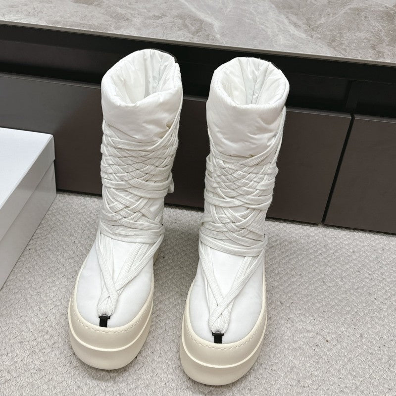 2025 New Men Boots Top Quality Platform Lace Up Winter Boot Size 35-46  Designer Fashion Women Knee High  Platform Boots