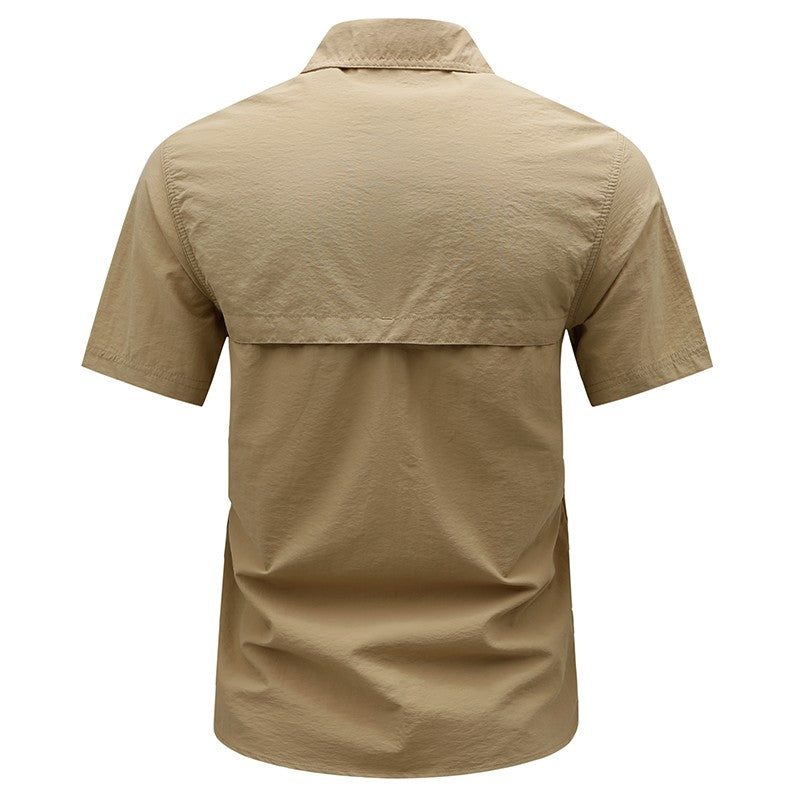 Summer Men Short Sleeve Cargo Breathable Shirt Man Casual Tactic Multi Pocket Shirts Men Outdoor Hike Safari Work Shirt Top Polo