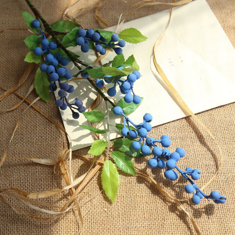 70CM Artificial Red Berries Branch Christmas Tree Ornaments Fake Holly Flowers Bouquet Foam Fruit Plant For Household DIY Decor