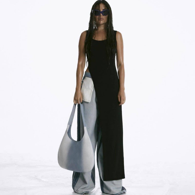 2025 Sexy Sleeveless Side High Split Dress Solid Backless Women Midi Dresses Sum