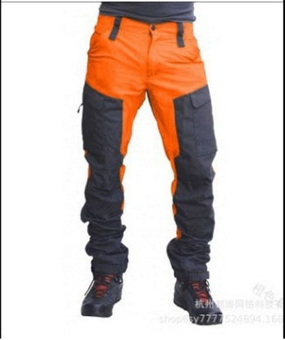 2025 Men's Outdoor Sports Casual Cargo Pants Fashion Color Blocking Multi-pockets Work Pants Male Baggy Joggers Pants Streetwear